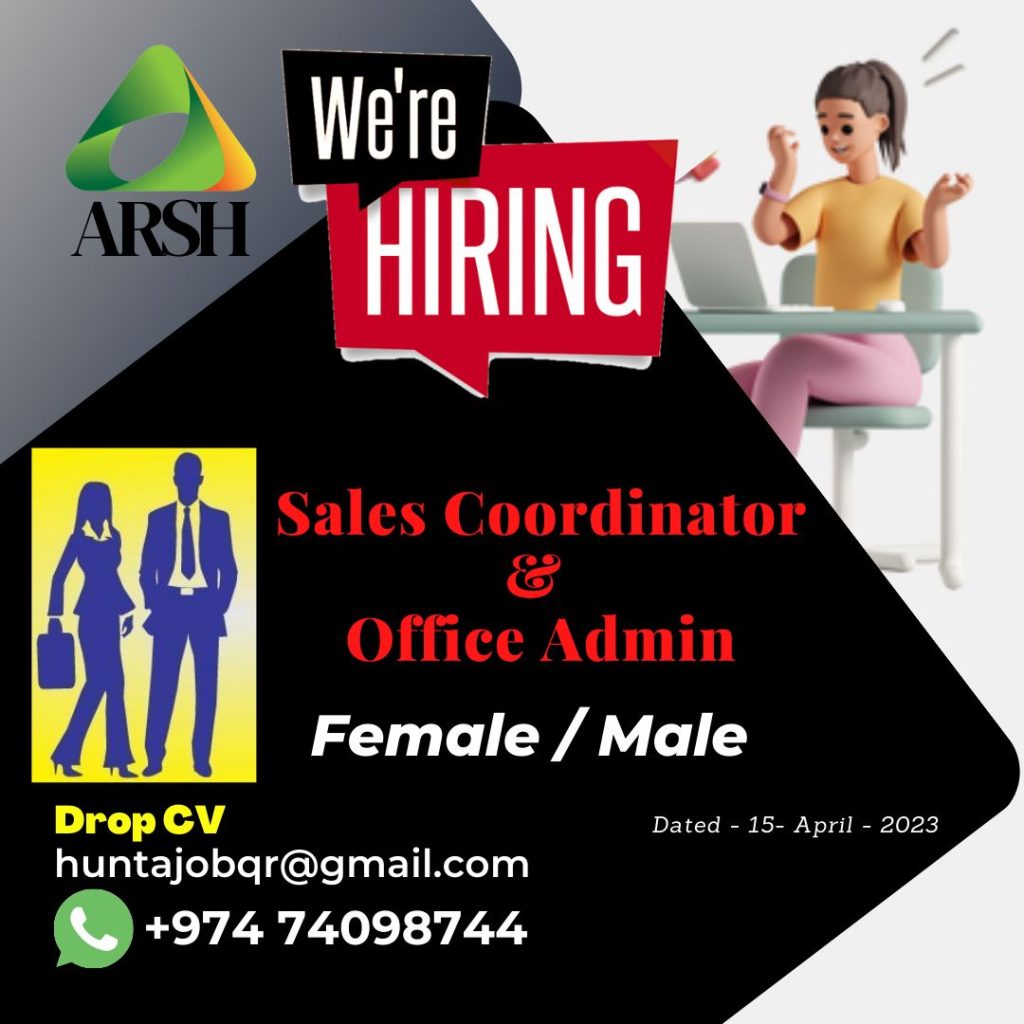𝐔𝐫𝐠𝐞𝐧𝐭 𝐑𝐞𝐜𝐫𝐮𝐢𝐭𝐦𝐞𝐧𝐭 - Sales Coordinator & Office Admin